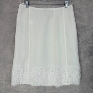 Intermix Linen Ruffle Skirt Womens sz 44 White Italy angel core Ethereal Bridal